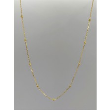 925 Ayar Gümüş Topçuklu Kolye Gold 45 cm