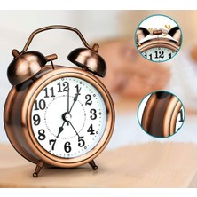 Keyfim Shop Orta Boy Nostaljik Işıklı Metal Çalar Masa Saati