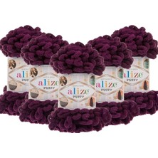 Puffy 5'li Paket (5X100GR) El Örgü Ipi ( 111 Mürdüm )