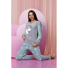 Kışlık Kadın Polar Pijama Takımı - Yılbaşı Pijaması