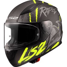Ls2 Rapıd 2 Raven Kapalı Mat Siyah-Gri-Neon Sarı Kask