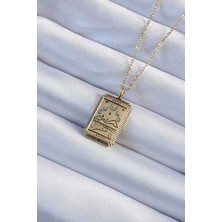 Ezo Concept 316L Çelik Zincir Eskitme Altın Renk Ay Figürlü Tarot Kolye