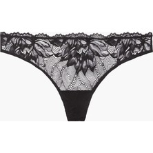 Kadın Calvin Klein Imzalı Elastik Bel Bantlı  Dantel Süslemeli Mikrofiber Jarseli Yüksek Belli Siyah Külot 000QF6397E-UB1