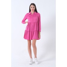 Fuşya Midi Boy Kısa Gömlek Elbise 41690003.12