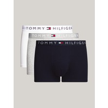 Erkek Marka Logolu Elastik Bantlı Pamuklu Günlük Kullanıma Uygun Lacivert-Gri-Beyaz Boxer UM0UM03181-0UN