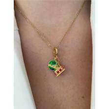 Pinery Jewels Vıp Seri - Yeşil Küre Şans Kararmaz Çelik Kadın Gold Kolye