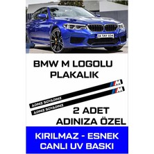 Bmw M Oto Plakalık Isimli Kişiye Özel Kırılmaz Siyah UV Kabartmalı 2 Adet Takmatik