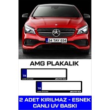 Mercedes AMG Oto Plakalık Isimli Kişiye Özel Kırılmaz Siyah UV Kabartmalı 2 Adet Takmatik