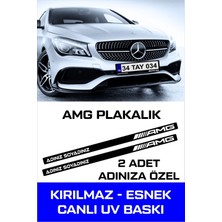 Mercedes AMG Oto Plakalık Isimli Kişiye Özel Kırılmaz Siyah UV Kabartmalı 2 Adet Takmatik