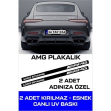 Mercedes AMG Oto Plakalık Isimli Kişiye Özel Kırılmaz Siyah UV Kabartmalı 2 Adet Takmatik