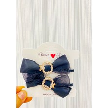 Uras Desing Tül Fiyonk Kurdele Taşlı 2 Li Set Lastik Toka