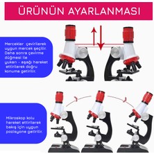 Upway Science Mikroskop Seti LED Işıklı 100X 400X 1200X Büyütme 12 Adet Eğitici Örnek Hediyeli