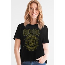 ROCKANDROLL Karlı Acdc Siyah Kadıntişört