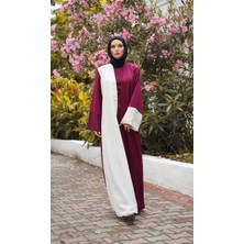 Harika Wear Beyaz Fuşya Renklerinden Abaya