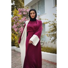 Harika Wear Beyaz Fuşya Renklerinden Abaya