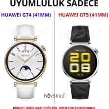 NovStrap Huawei Watch GT4 41mm GT5 41mm ile Uyumlu Kordon (18mm Pimli) Mıknatıslı Metal Hasır Kayış