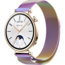 NovStrap Huawei Watch GT4 41mm GT5 41mm ile Uyumlu Kordon (18mm Pimli) Mıknatıslı Metal Hasır Kayış