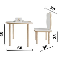 Ahşap Okulu Oyun Aktivite Masası - Etkinlik Masası - Çocuk Ders Çalışma Masası-  Hilal  Masa  ve Panda Sandalye