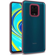 ekılıf - Xiaomi Redmi Note 9S - Kılıf Arkası Şeffaf Kamera Çevresi Parlak Zıt Renkli Flora Kapak - Kırmızı - T22865