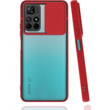 kilifone - Xiaomi Redmi Note 11T 5G - Kılıf Slayt Sürgülü Arkası Buzlu Lensi Kapak - Kırmızı - T19679