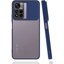 kilifone - Xiaomi Redmi Note 11 Pro Plus 5G - Kılıf Slayt Sürgülü Arkası Buzlu Lensi Kapak - Lacivert - T19680