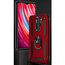 noktaks - Xiaomi Redmi Note 8 Pro - Kılıf Yüzüklü Zırh Tank Vega Kapak - Mavi