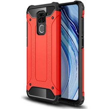 kilifone - Xiaomi Redmi Note 9 - Kılıf Çift Katman Zırh Tank Crash Military Kapak - Kırmızı - T14846