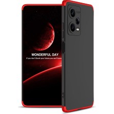 noktaks - Xiaomi Redmi Note 12 Pro 5G - Kılıf Parmak izi Yapmayan 3 Parça Ays Kapak - Siyah-Gri