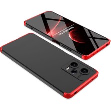 noktaks - Xiaomi Redmi Note 12 Pro 5G - Kılıf Parmak izi Yapmayan 3 Parça Ays Kapak - Siyah-Gri