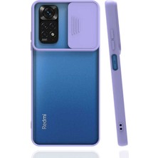 ekılıf - Xiaomi Redmi Note 11S Global - Kılıf Slayt Sürgülü Arkası Buzlu Lensi Kapak - Lila - T22917