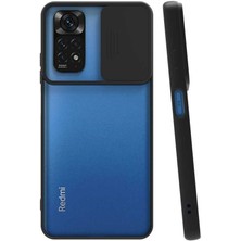 ekılıf - Xiaomi Redmi Note 11 Global - Kılıf Slayt Sürgülü Arkası Buzlu Lensi Kapak - Siyah - T22916