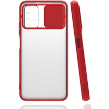 kilifone - Xiaomi Redmi Note 9 4G - Kılıf Slayt Sürgülü Arkası Buzlu Lensi Kapak - Kırmızı - T19269