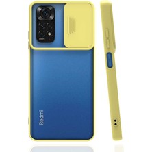 ekılıf - Xiaomi Redmi Note 11S Global - Kılıf Slayt Sürgülü Arkası Buzlu Lensi Kapak - Sarı - T22917