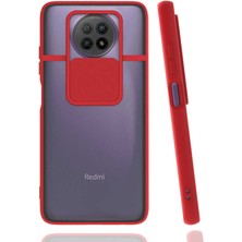 noktaks - Xiaomi Redmi Note 9 5G - Kılıf Slayt Sürgülü Arkası Buzlu Lensi Kapak - Kırmızı - T17308