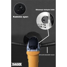 Dager 2 Yıl Dw 720 W Bakır Sargılı 115 mm Devir Ayarlı Spiral Avuç Kesme ve Taşlama Makinesi Kesici Setli