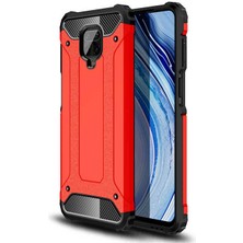 kilifone - Xiaomi Redmi Note 9S - Kılıf Çift Katman Zırh Tank Crash Military Kapak - Kırmızı - T12976