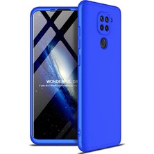 noktaks - Xiaomi Redmi Note 9 - Kılıf Parmak izi Yapmayan 3 Parça Ays Kapak - Mavi - T14056