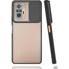 Noktaks Xiaomi Redmi Note 10 Pro Uyumlu Kılıf Sürgülü Kamera Korumalı Mat Lensi Telefon Kılıfı - Siyah