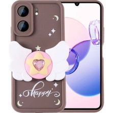 kilifone - Xiaomi Redmi 13C - Kılıf Kamera Korumalı Figür Tasarımlı Kapya Kapak - Koyu Kahve - T32507