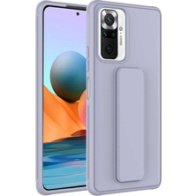 Noktaks - Xiaomi Redmi Note 10 Pro - Kılıf Mat Koruyucu El Tutacaklı Stand Olabilen Qstand Kapak - Mürdüm