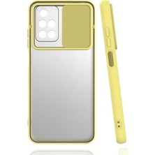 kilifone - Xiaomi Redmi 10 - Kılıf Slayt Sürgülü Arkası Buzlu Lensi Kapak - Sarı - T19682