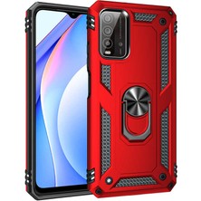 Kilifone - Xiaomi Redmi 9t Kılıf Yüzüklü Zırh Tank Vega Kapak Rose Gold