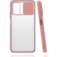 kilifone - Xiaomi Redmi 9T - Kılıf Slayt Sürgülü Arkası Buzlu Lensi Kapak - Pembe Açık - T19268
