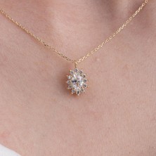 Fasek Gold Altın Kolye - Signity (Zirkon) 0.90 Karat Anturaj Modern Tasarım 14 Ayar Altın Kolye