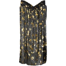 Pekshop Cadılar Bayramı Pelerin Lüks Siyah Üzeri Gold Baskılı Halloween Pelerin