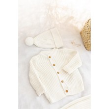 Mia Bambim Triko Bereli Alt Üst Takım Bebek Set Ekru