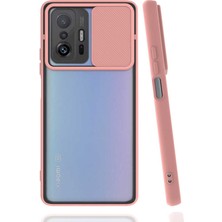 kilifone - Xiaomi Mi 11T 5G - Kılıf Slayt Sürgülü Arkası Buzlu Lensi Kapak - Pembe Açık - T19685