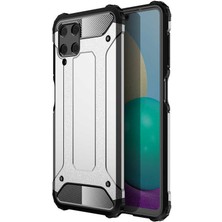 noktaks - Samsung Galaxy M32 - Kılıf Çift Katman Zırh Tank Crash Military Kapak - Gri - T18509
