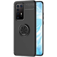 Kilifone - Huawei P40 Pro - Kılıf Yüzüklü Auto Focus Ravel Karbon Silikon Kapak