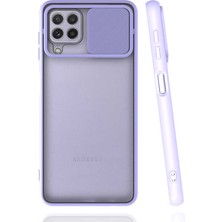 kilifone - Samsung Galaxy M32 - Kılıf Slayt Sürgülü Arkası Buzlu Lensi Kapak - Lila - T19103